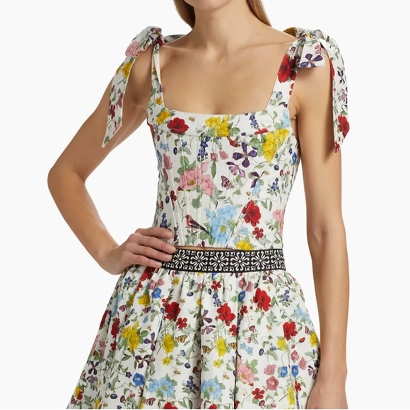 Alice + Olivia Tops - Alice + Olivia Floral Crop Top with Bow Straps